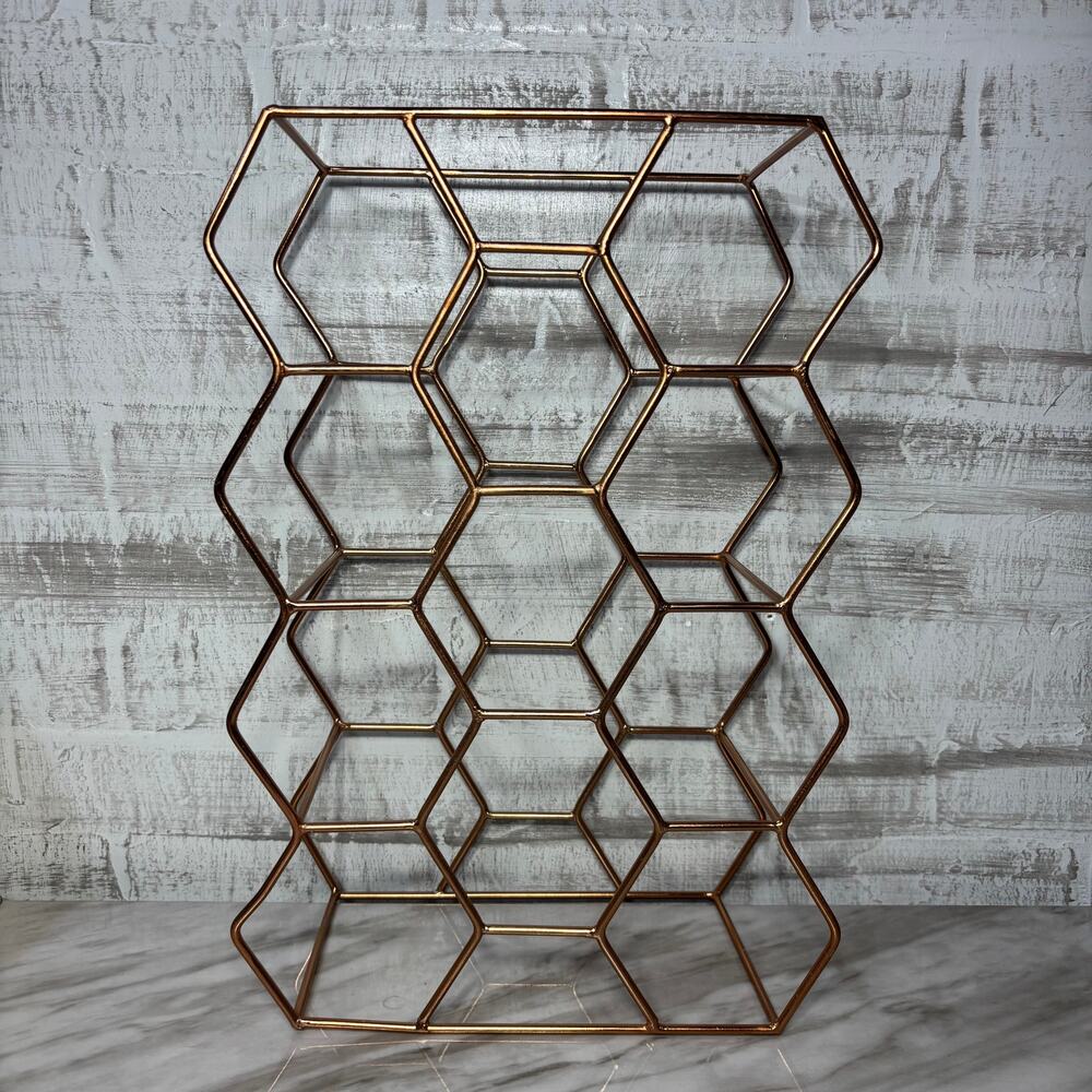 Rose Gold Honeycomb Tabletop Wine Rack